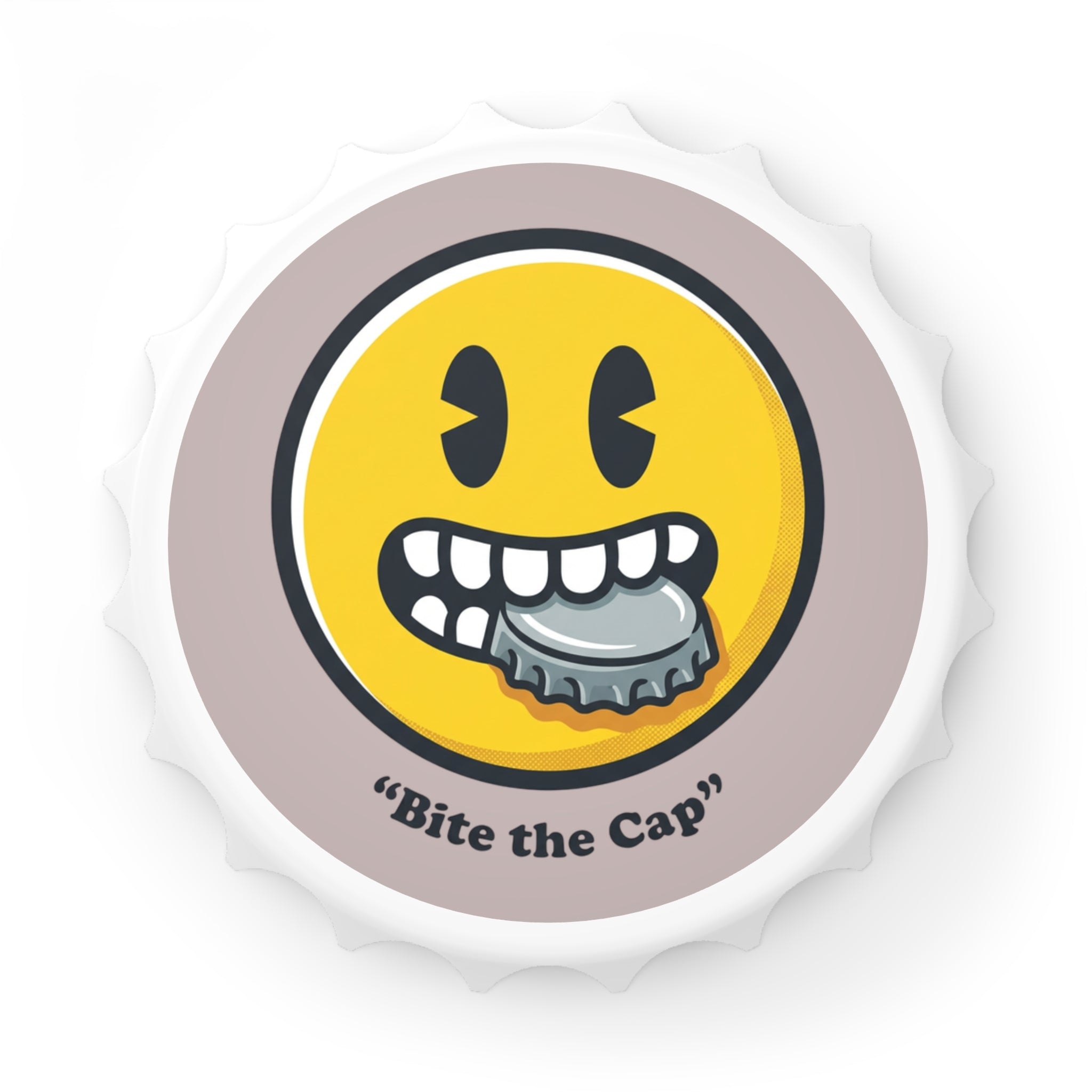 Bite the Cap smiley face Bottle Opener | Magnetic wall bottle opener