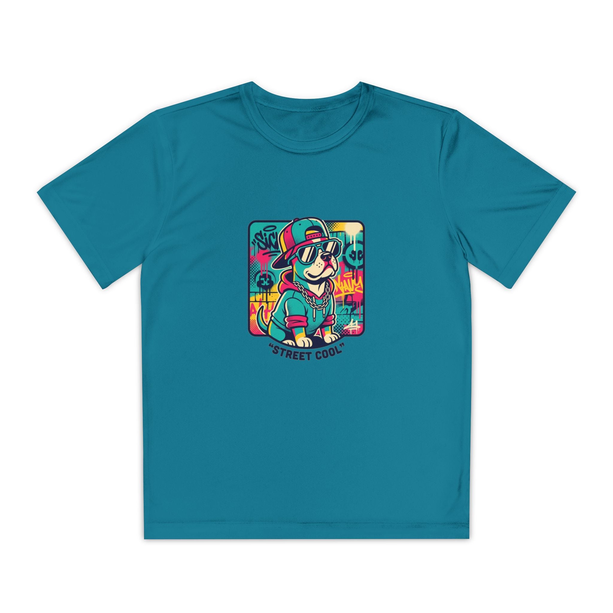 Youth Street Cool Tee — Retro Skate Dog Graphic Kids T‑Shirt