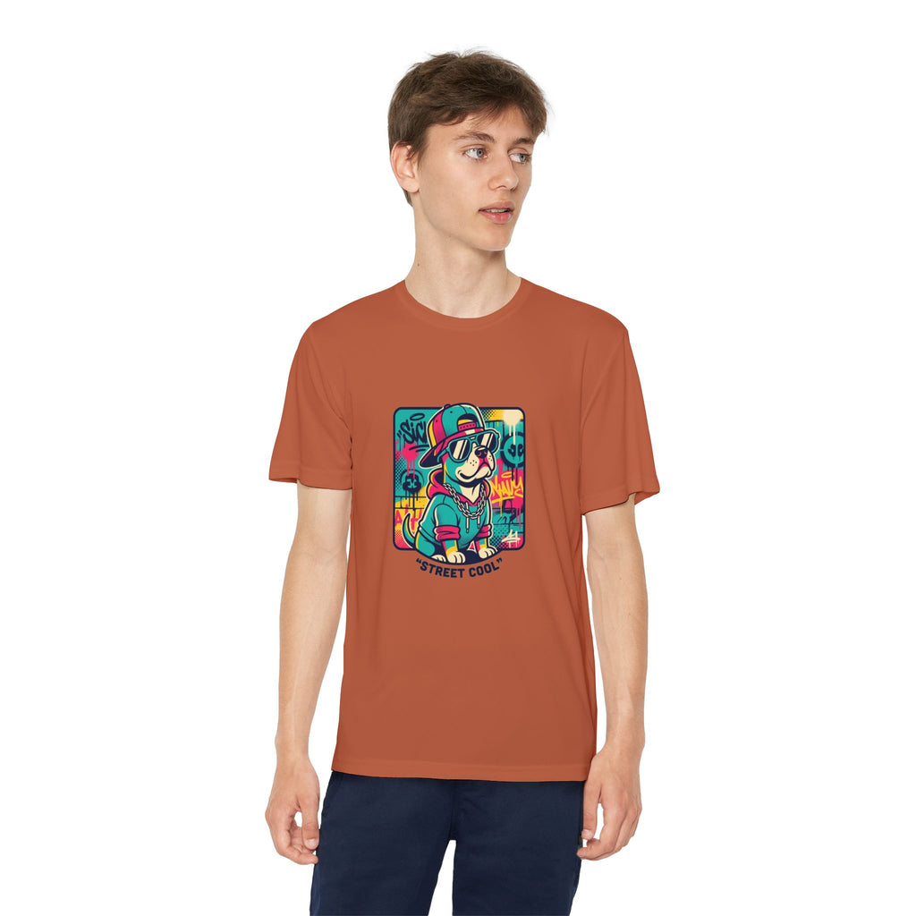 Youth Street Cool Tee — Retro Skate Dog Graphic Kids T‑Shirt