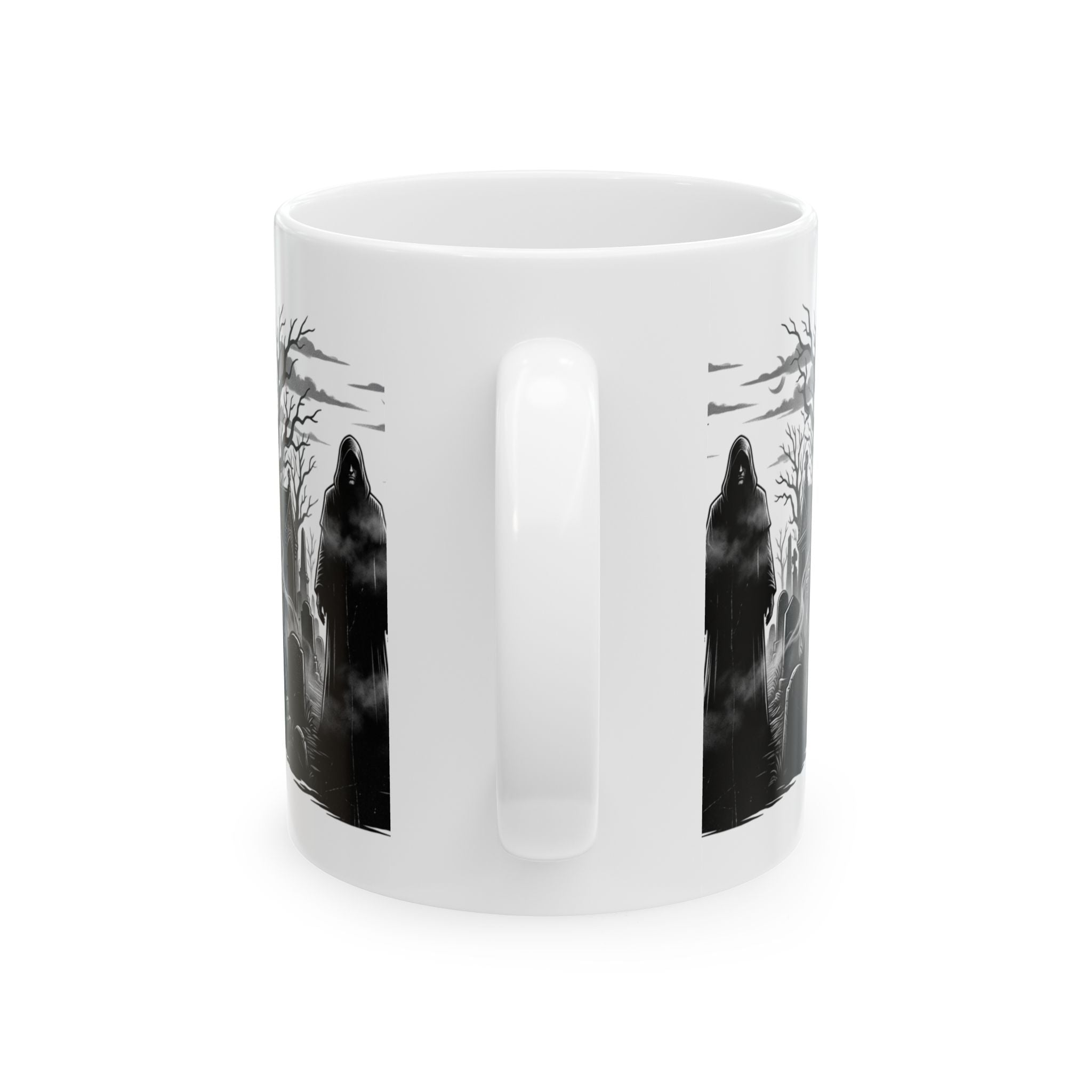 Grim Reaper Cemetery Ceramic Mug – Gothic Halloween Coffee Cup (11oz/15oz)