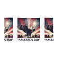 America 250 Patriotic Eagle Beach Towel — Independence Day USA Flag Fireworks Design