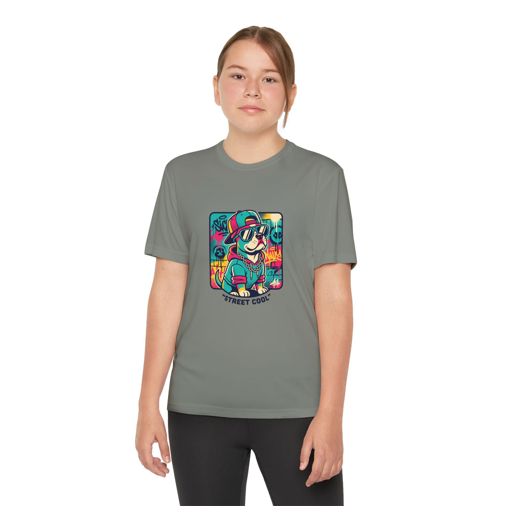 Youth Street Cool Tee — Retro Skate Dog Graphic Kids T‑Shirt