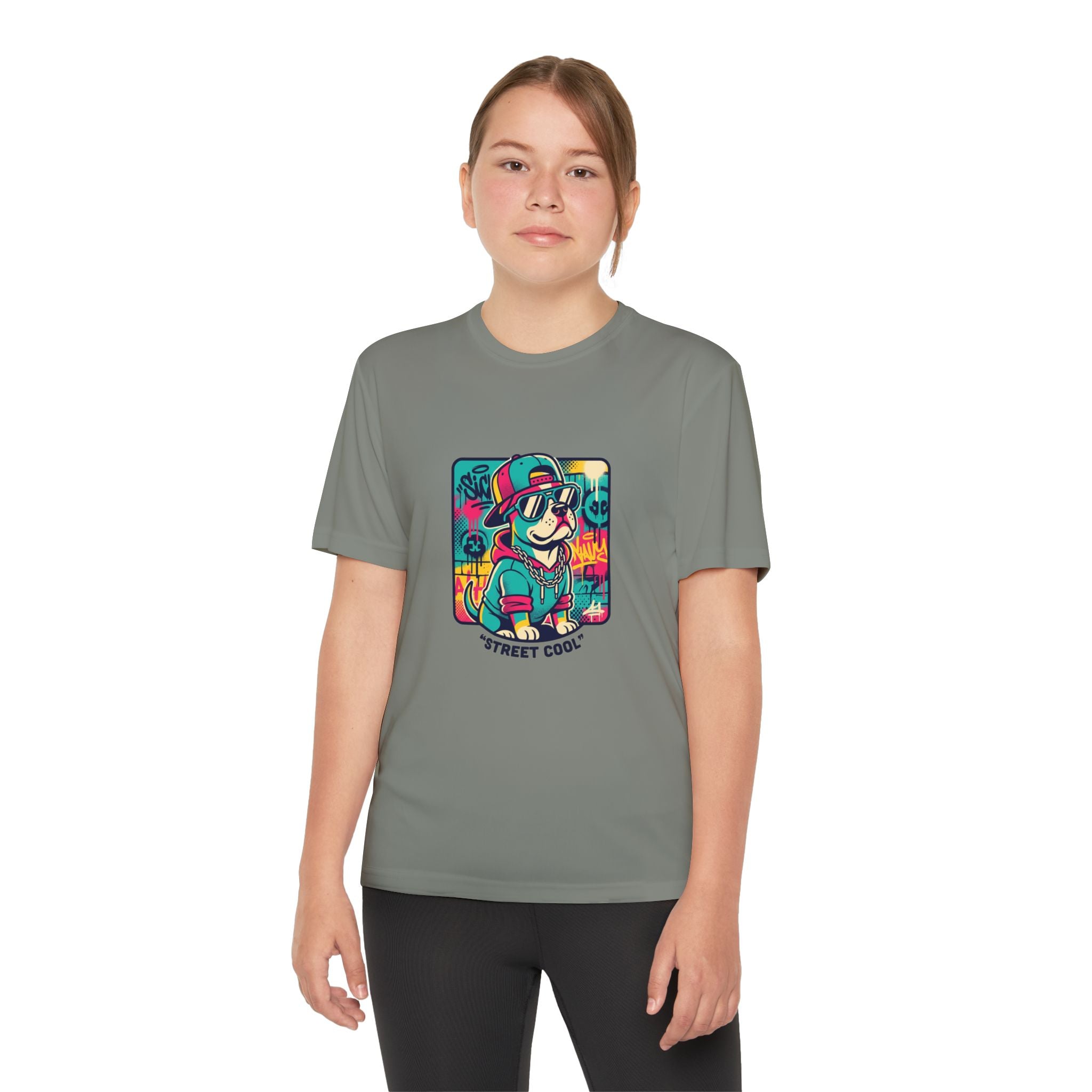 Youth Street Cool Tee — Retro Skate Dog Graphic Kids T‑Shirt
