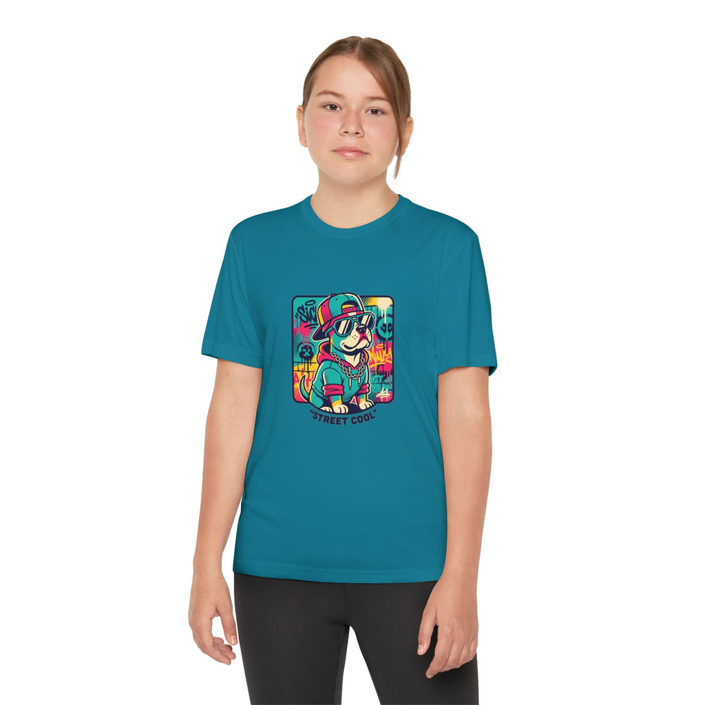 Youth Street Cool Tee — Retro Skate Dog Graphic Kids T‑Shirt