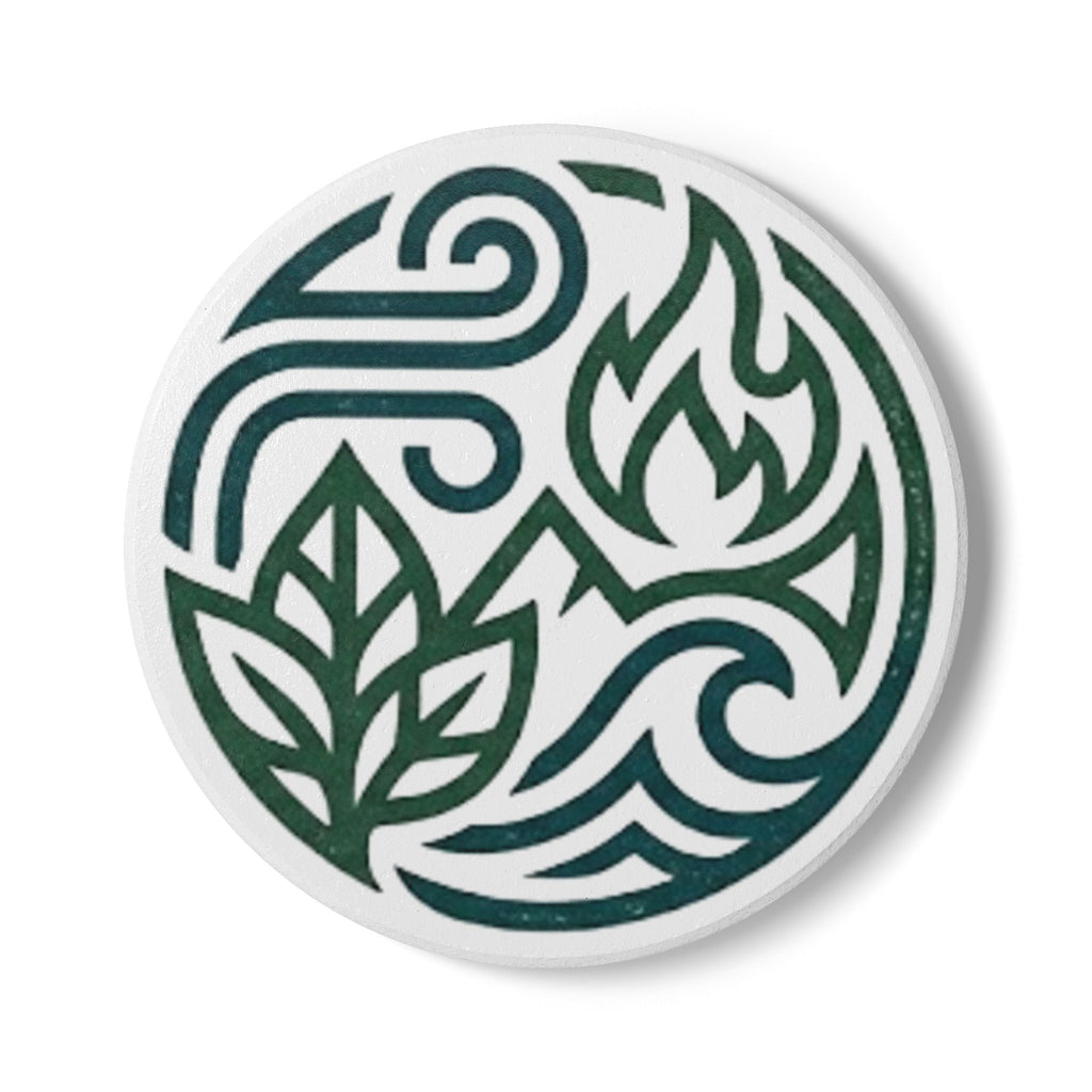 Elemental Ceramic Coaster — Nature-Inspired Wind, Fire, Water & Earth Design