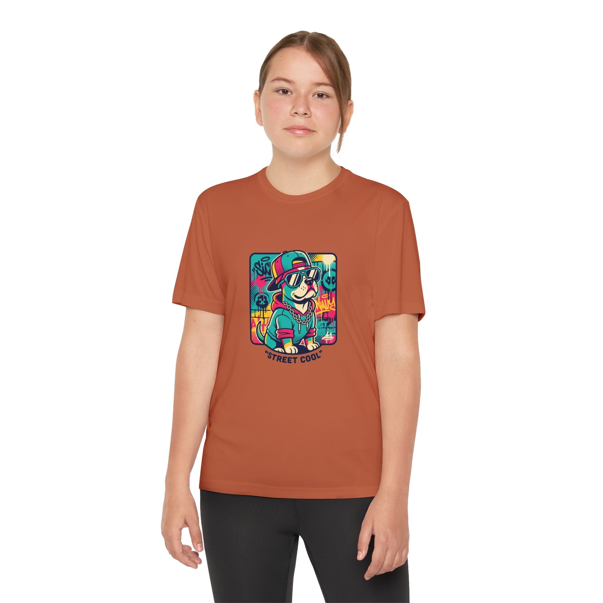 Youth Street Cool Tee — Retro Skate Dog Graphic Kids T‑Shirt