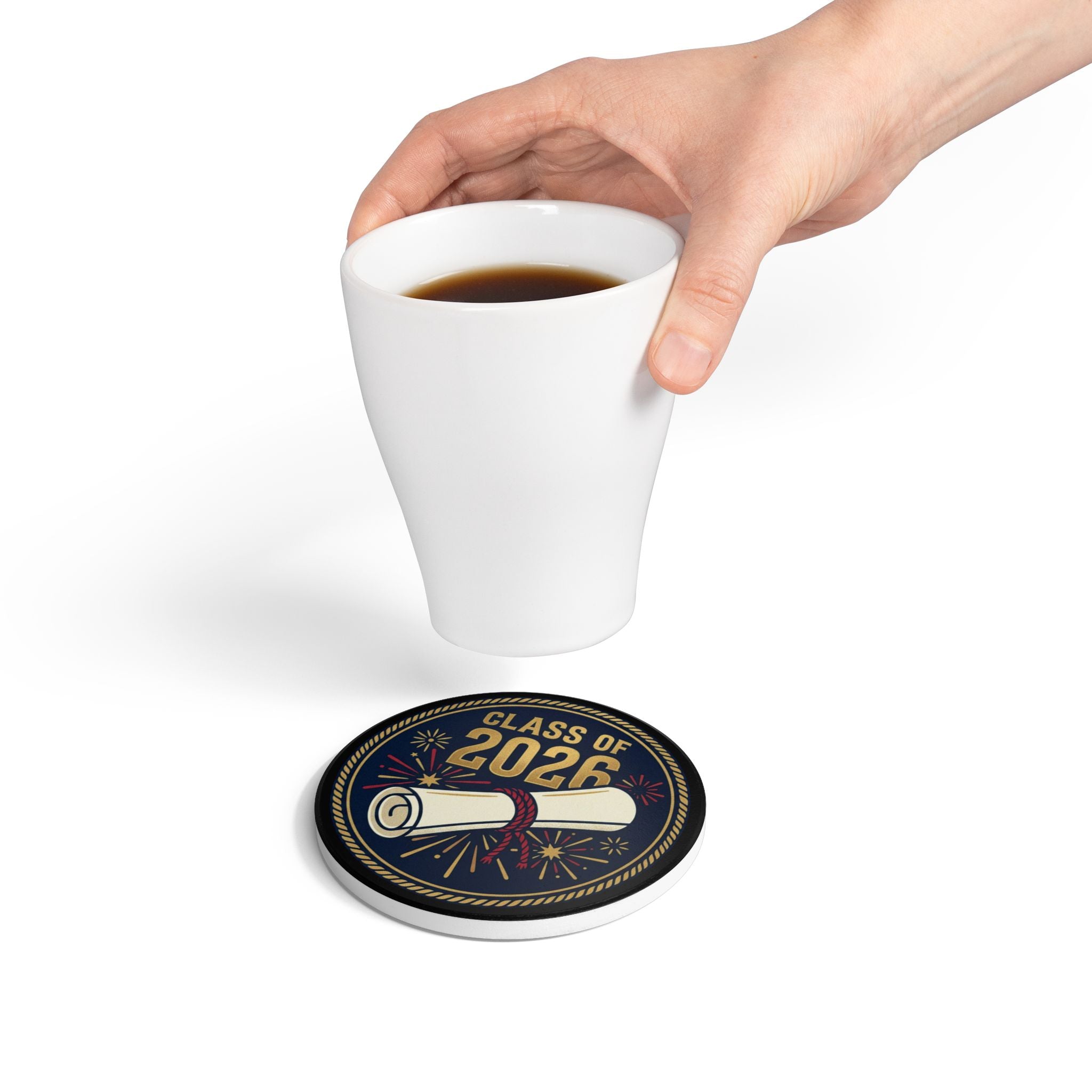 Class of 2026 Ceramic Coaster — Graduation Diploma Keepsake Coaster