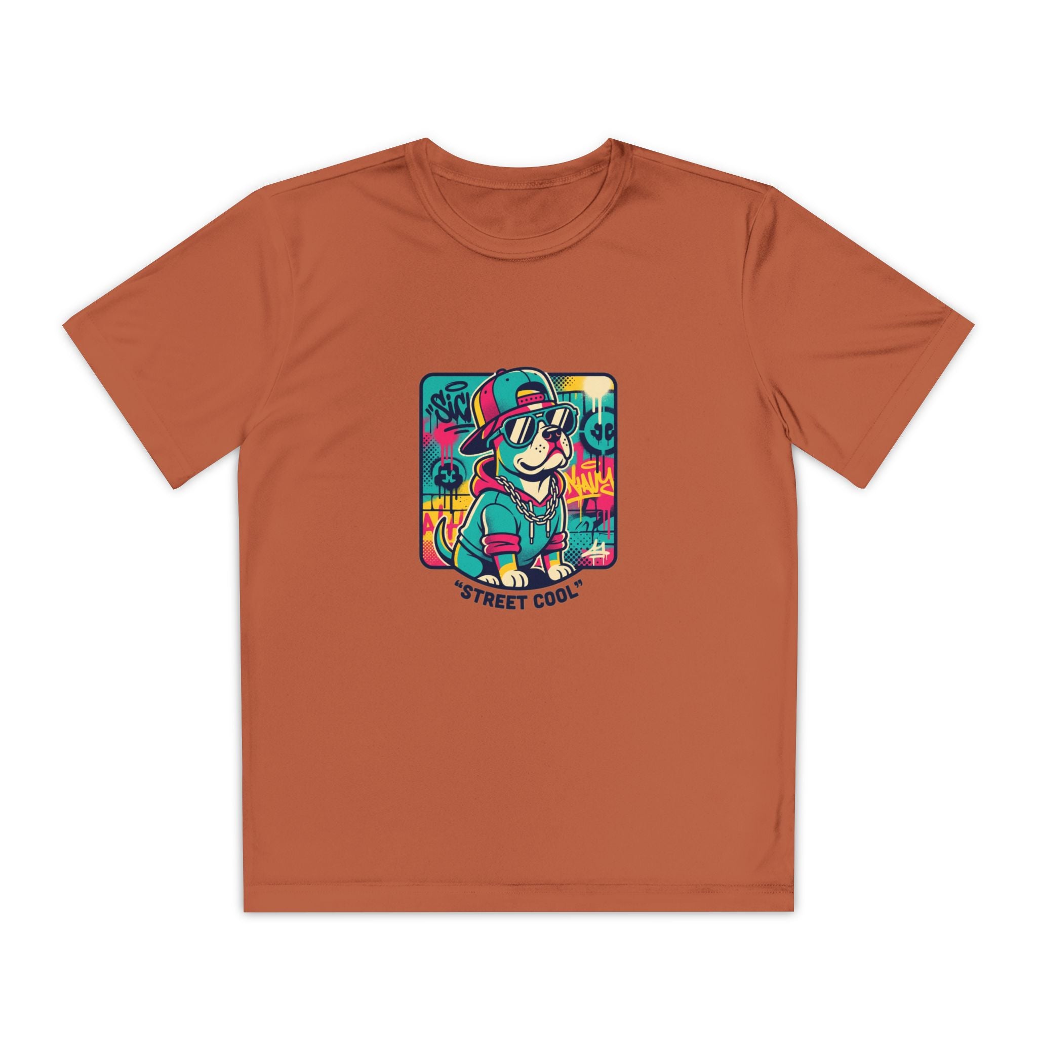 Youth Street Cool Tee — Retro Skate Dog Graphic Kids T‑Shirt