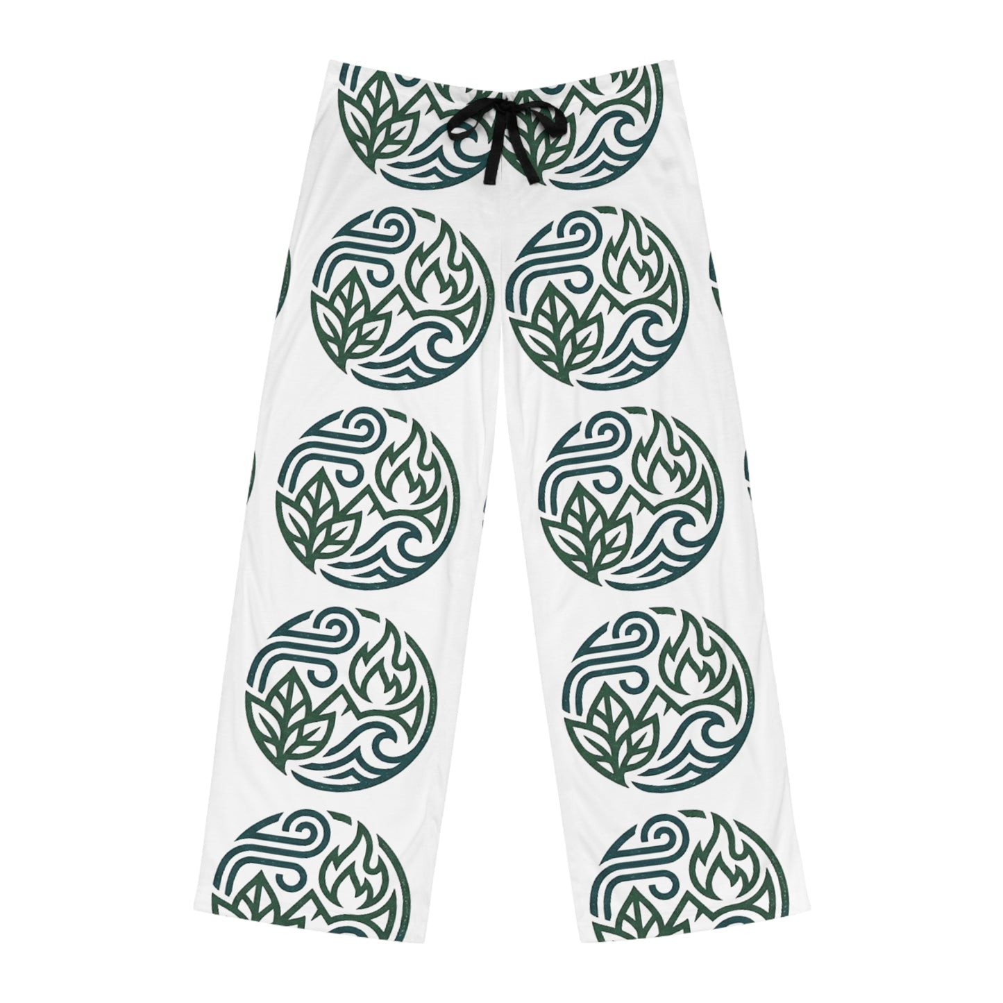 Men's Yoga Pattern Pajama Pants — Green Botanical Circle Print