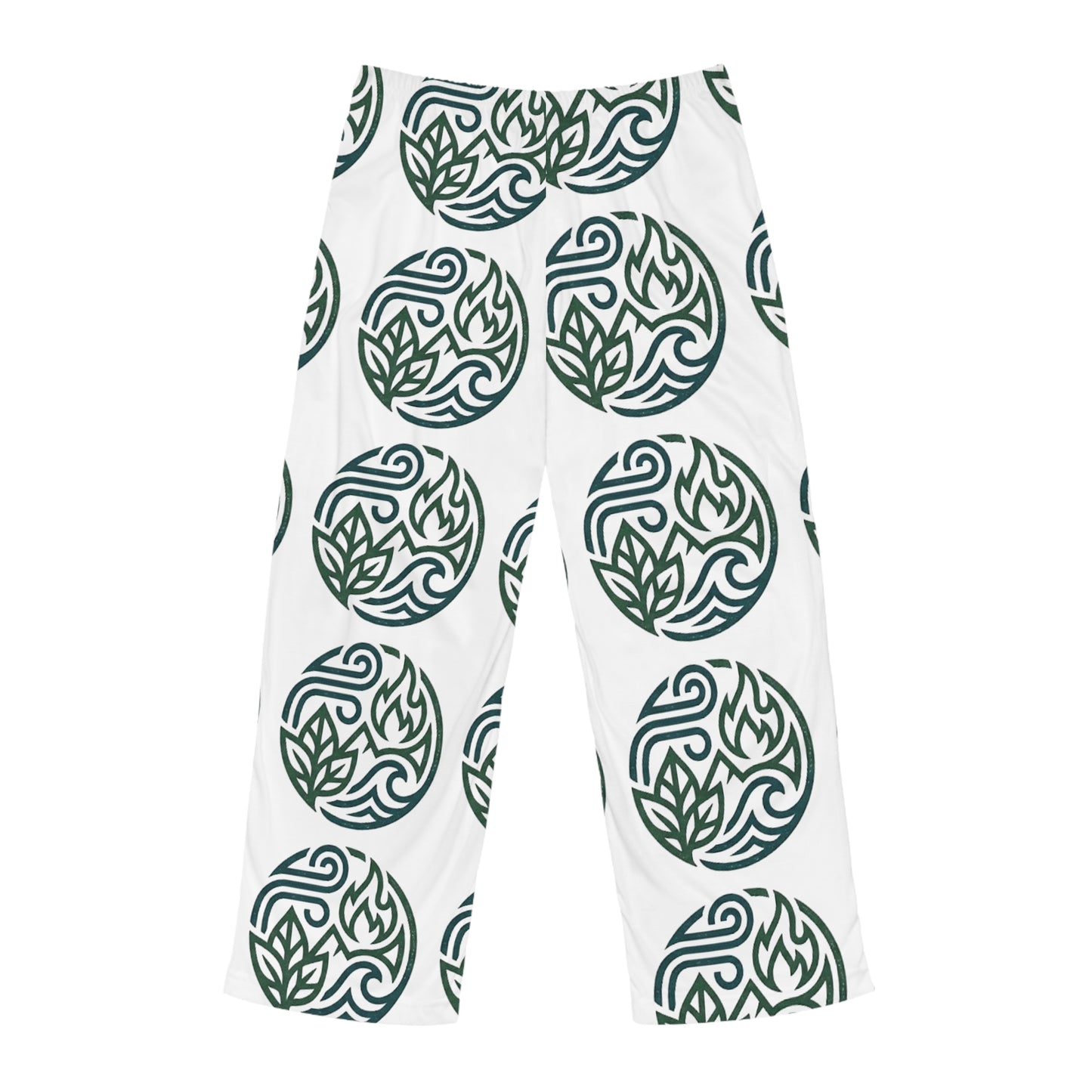 Men's Yoga Pattern Pajama Pants — Green Botanical Circle Print