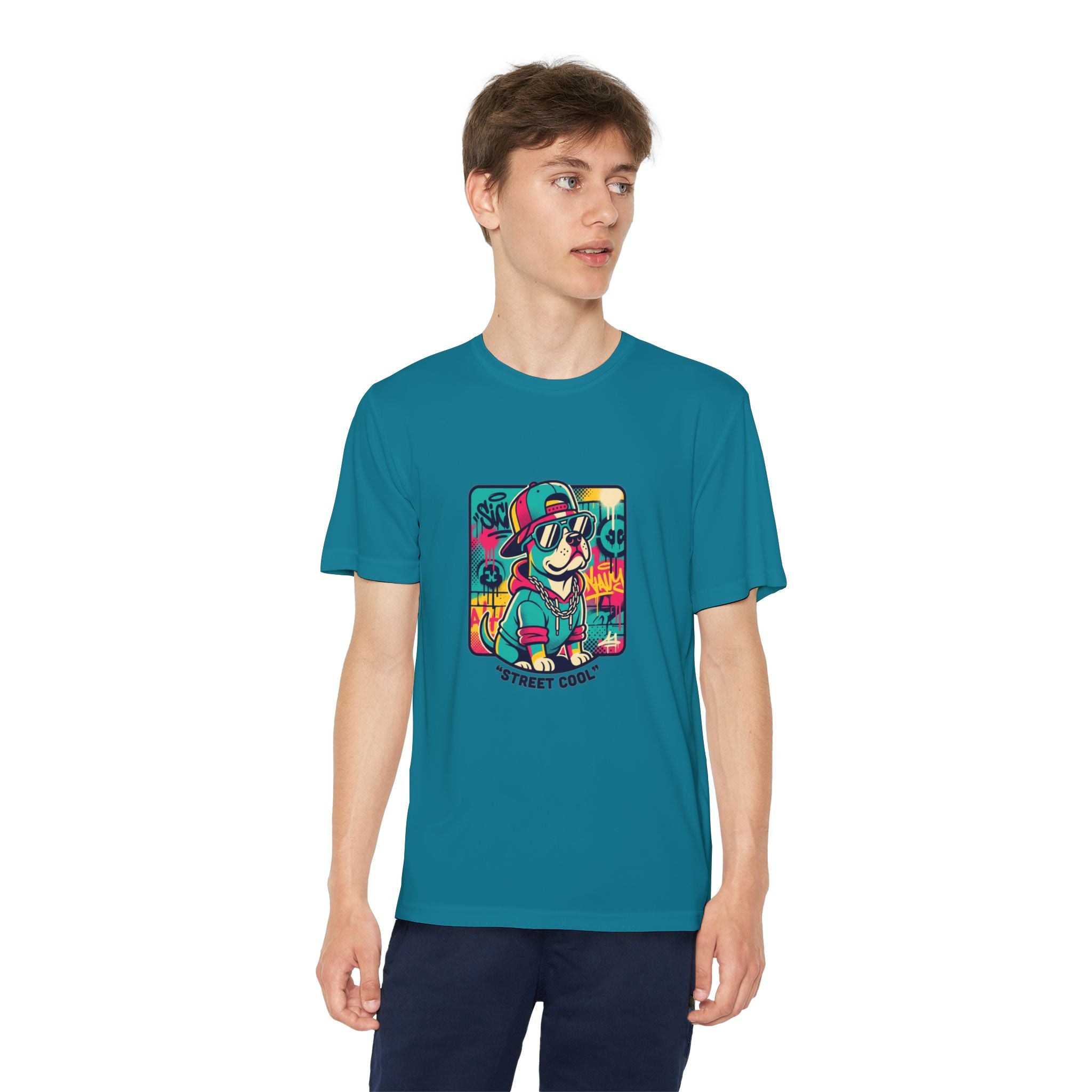 Youth Street Cool Tee — Retro Skate Dog Graphic Kids T‑Shirt